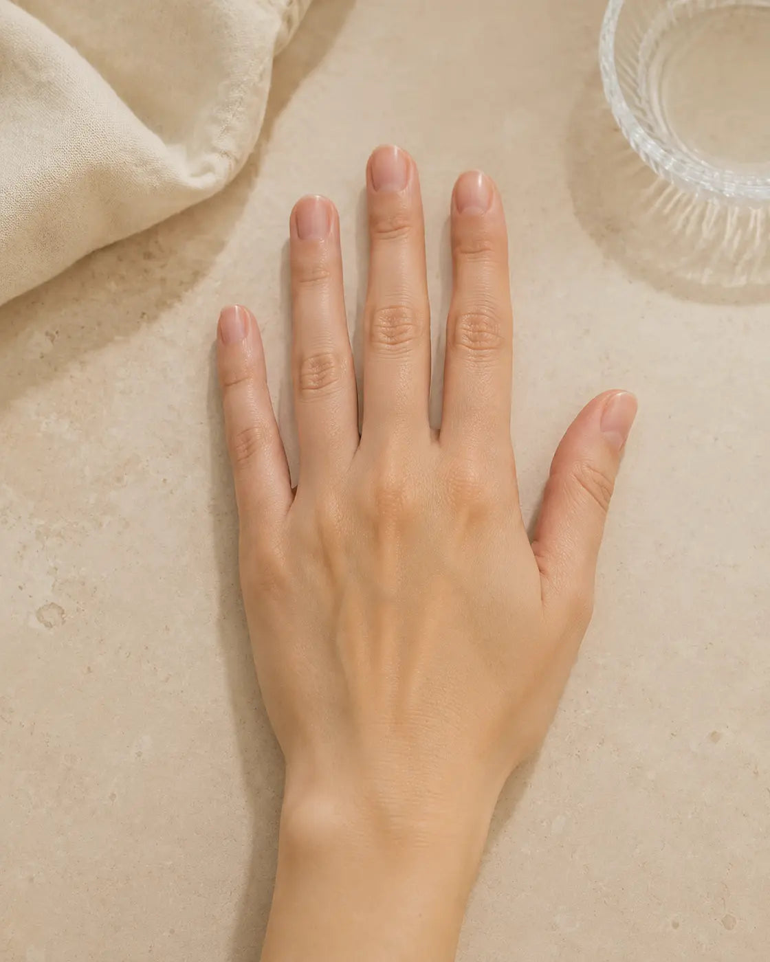 Healthy clean natural nails before applying Selviare press-on nails